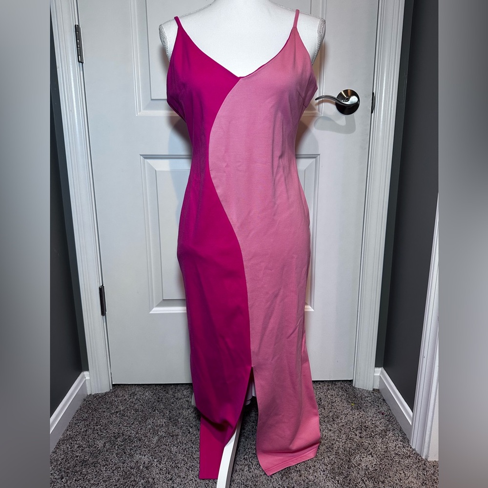 Petal & Pup Camela Colorblock Midi Dress Pink Berry Bodycon 8